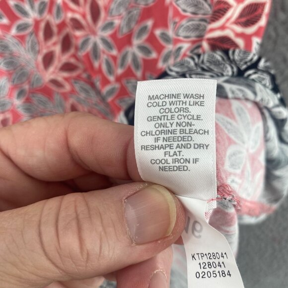 J Jill Top Womens Large Pink Leaf Floral 3/4 Sleeve Tunic Stretch Knit Pullover - Picture 7 of 10